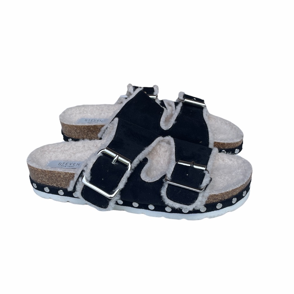 NEW Steven New York Sandals Bug Buckle Double Strap Womens Size 8.5 Platform 90s - Picture 1 of 9
